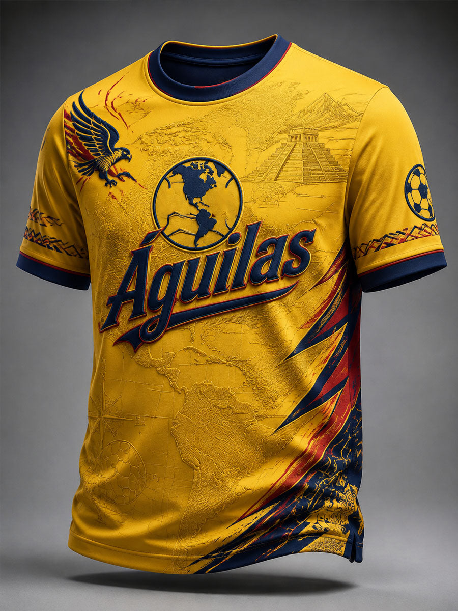 Camiseta casual estampada del equipo de América de fútbol masculino