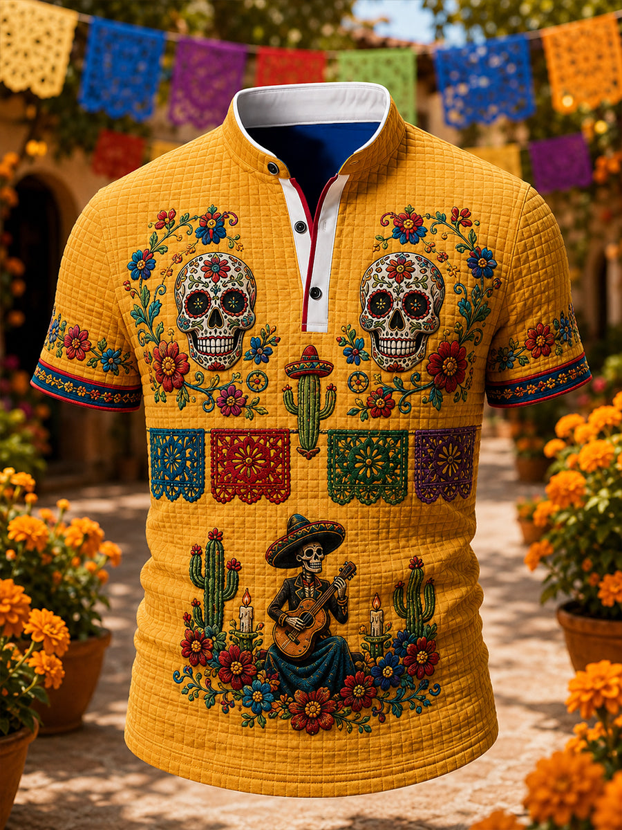 Camiseta de manga corta Día de los muertos de México para hombre