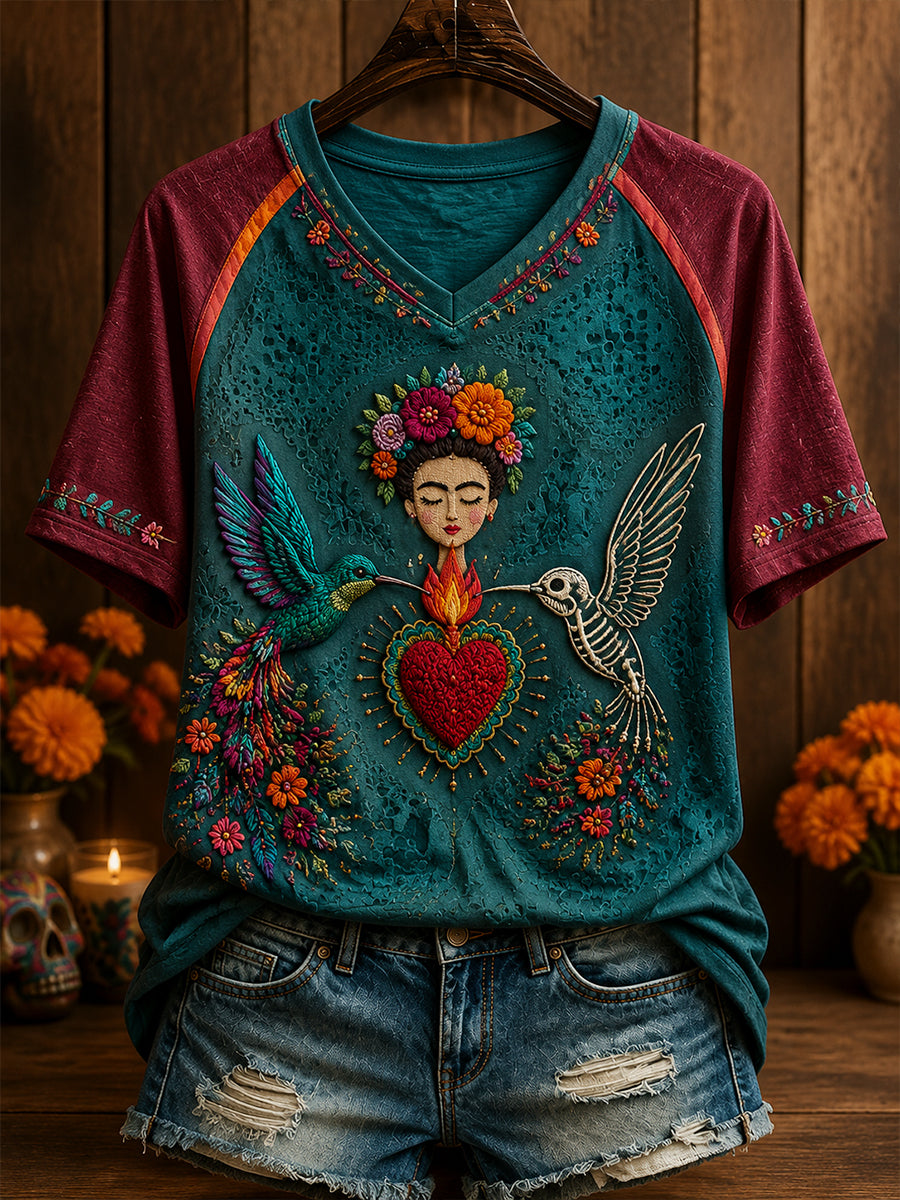 Día de México de las mujeres del arte floral muerto impreso camiseta