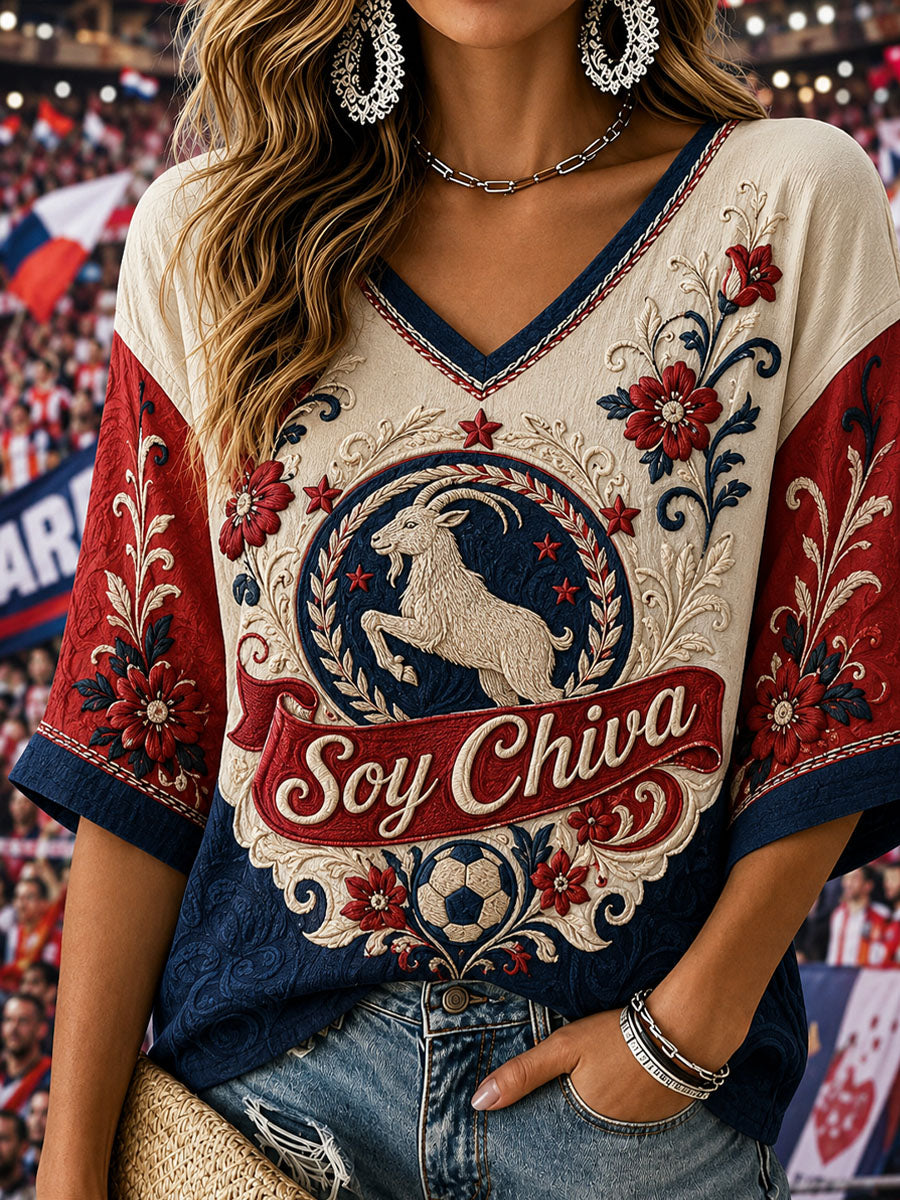 Camiseta casual estampada de fútbol femenino Chivas de Guadalajara