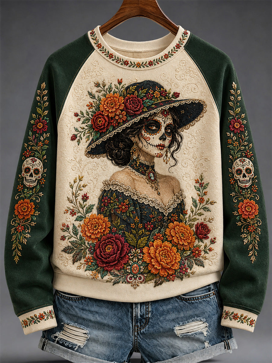Día de México de las mujeres de la camiseta ocasional muerta de la impresión del arte