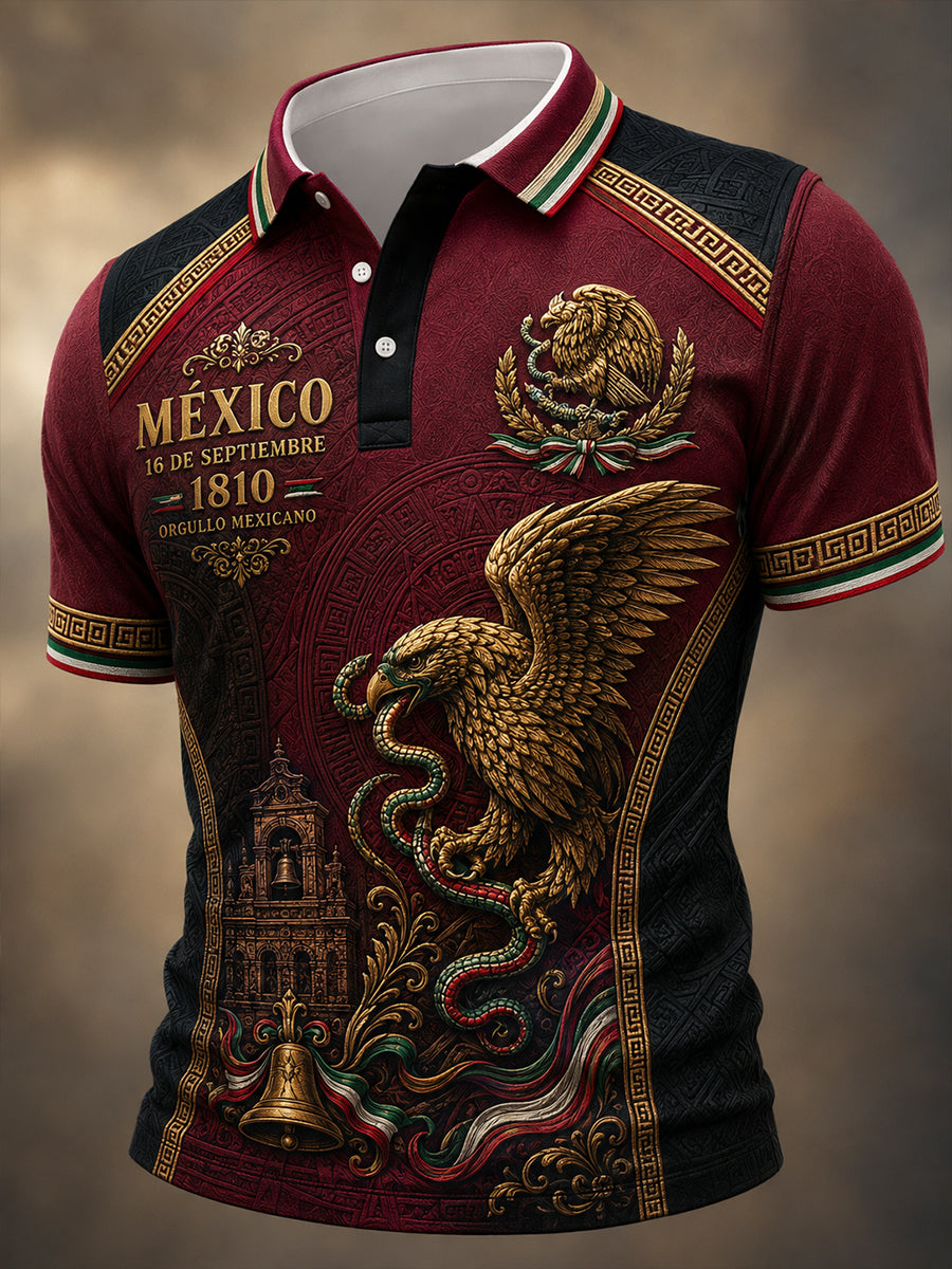 Camisa de manga corta del Día de la Independencia de México para hombre