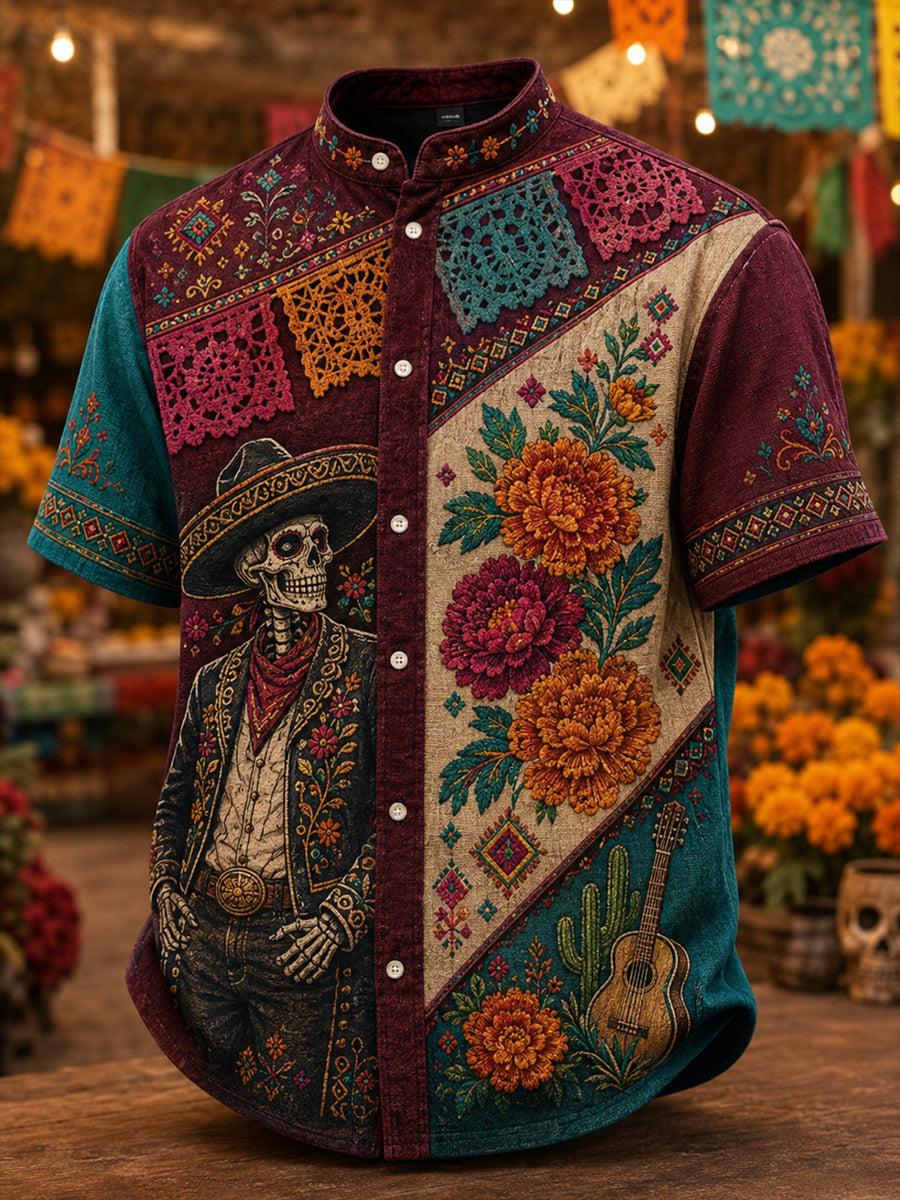 Camisa Hombre Mexico's Day Of The Dead Short Sleeve