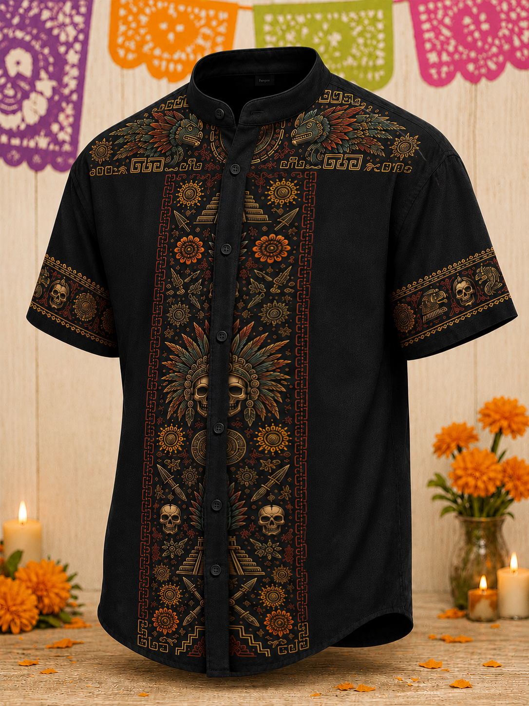 Camiseta de manga corta para hombres con diseño del Día de los Muertos
