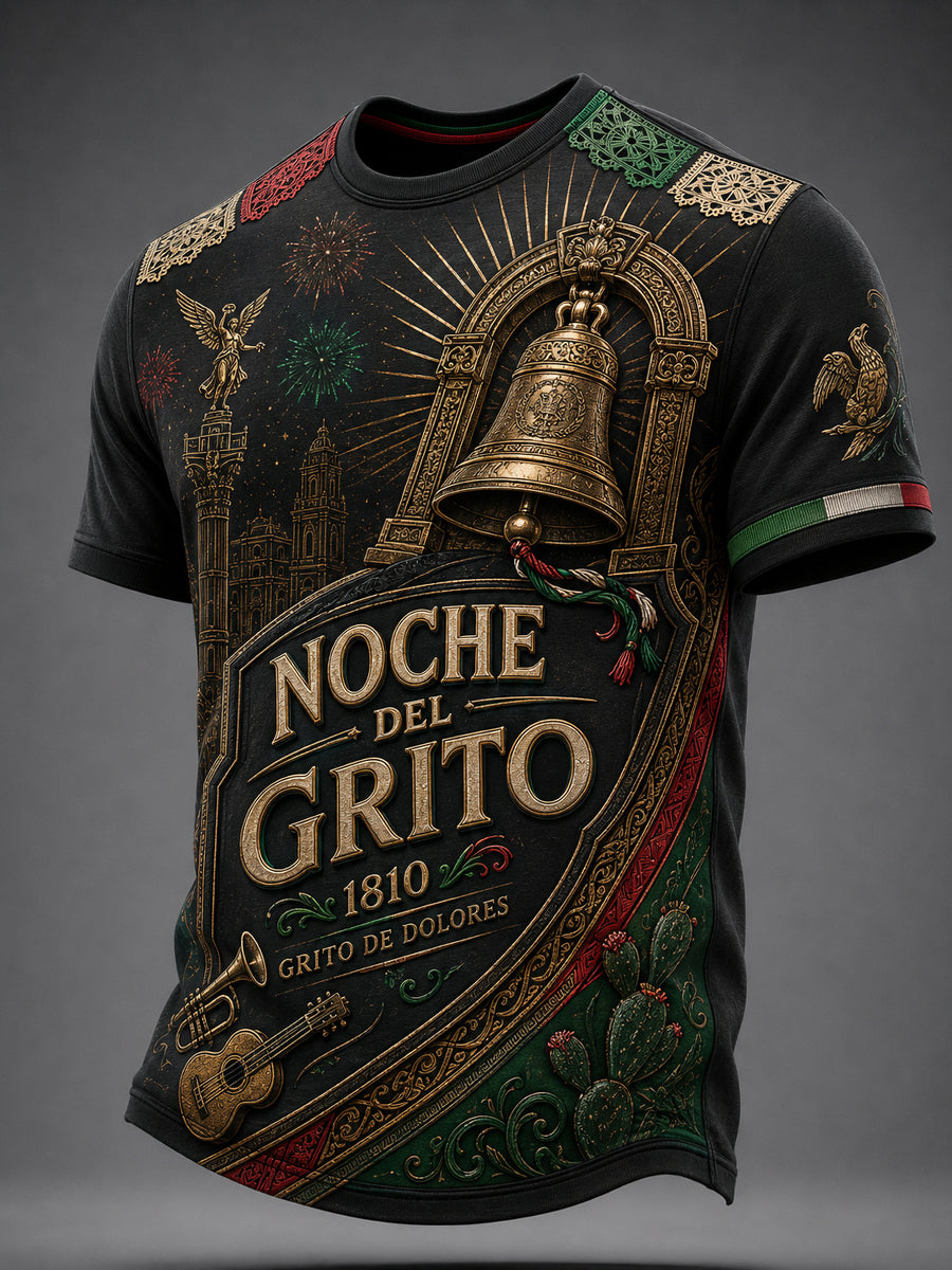 Camisa de manga larga para el Día de la Independencia de México, para hombre