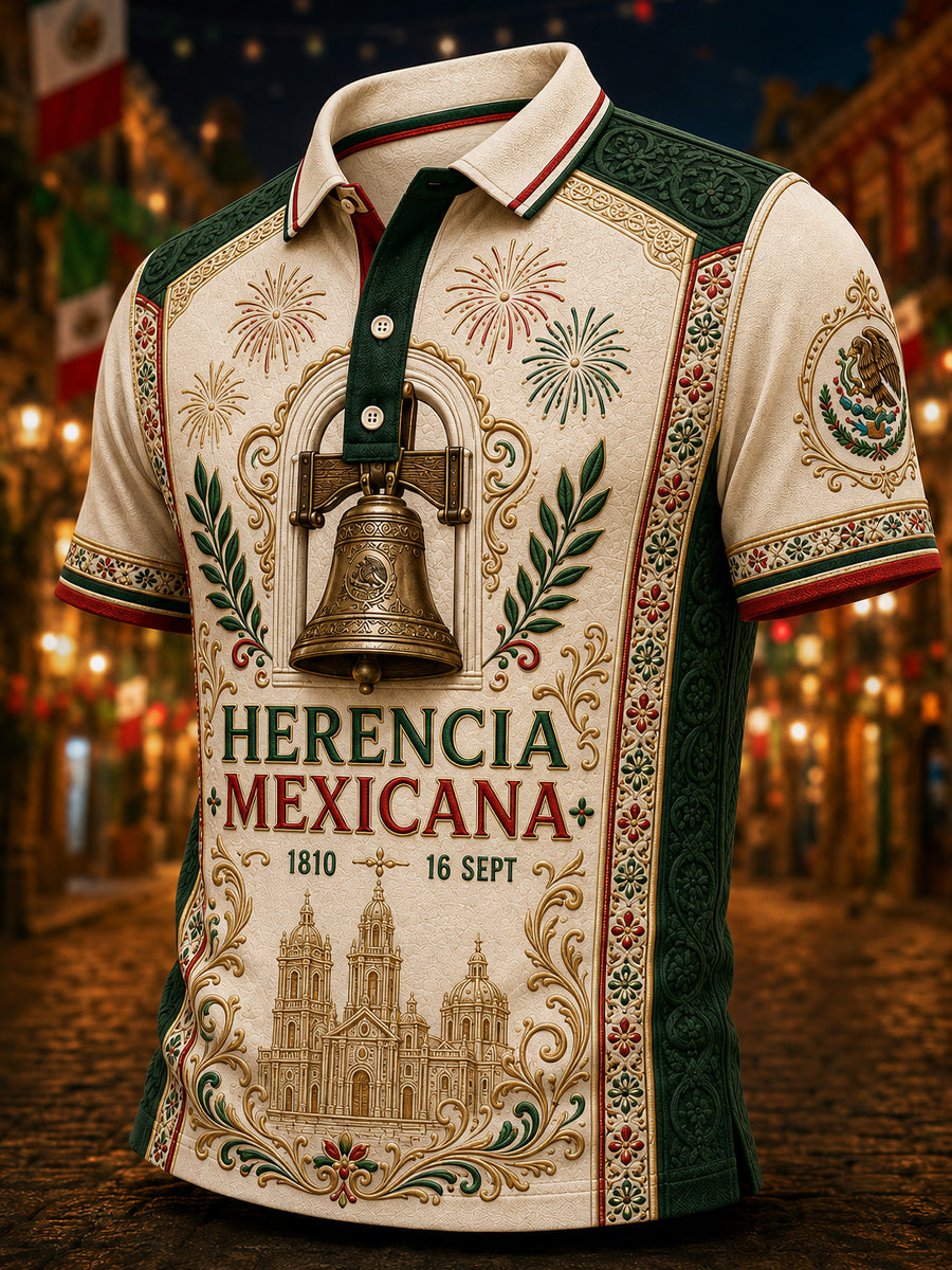 Camisa de manga larga para el Día de la Independencia de México, para hombre
