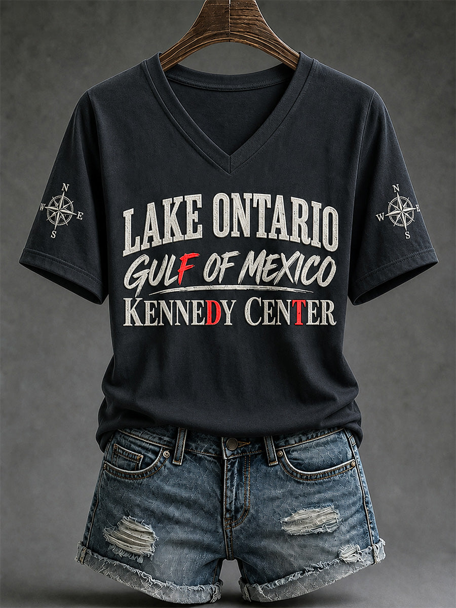 Camiseta con cuello en V para mujer Lake Ontario Always And Forever