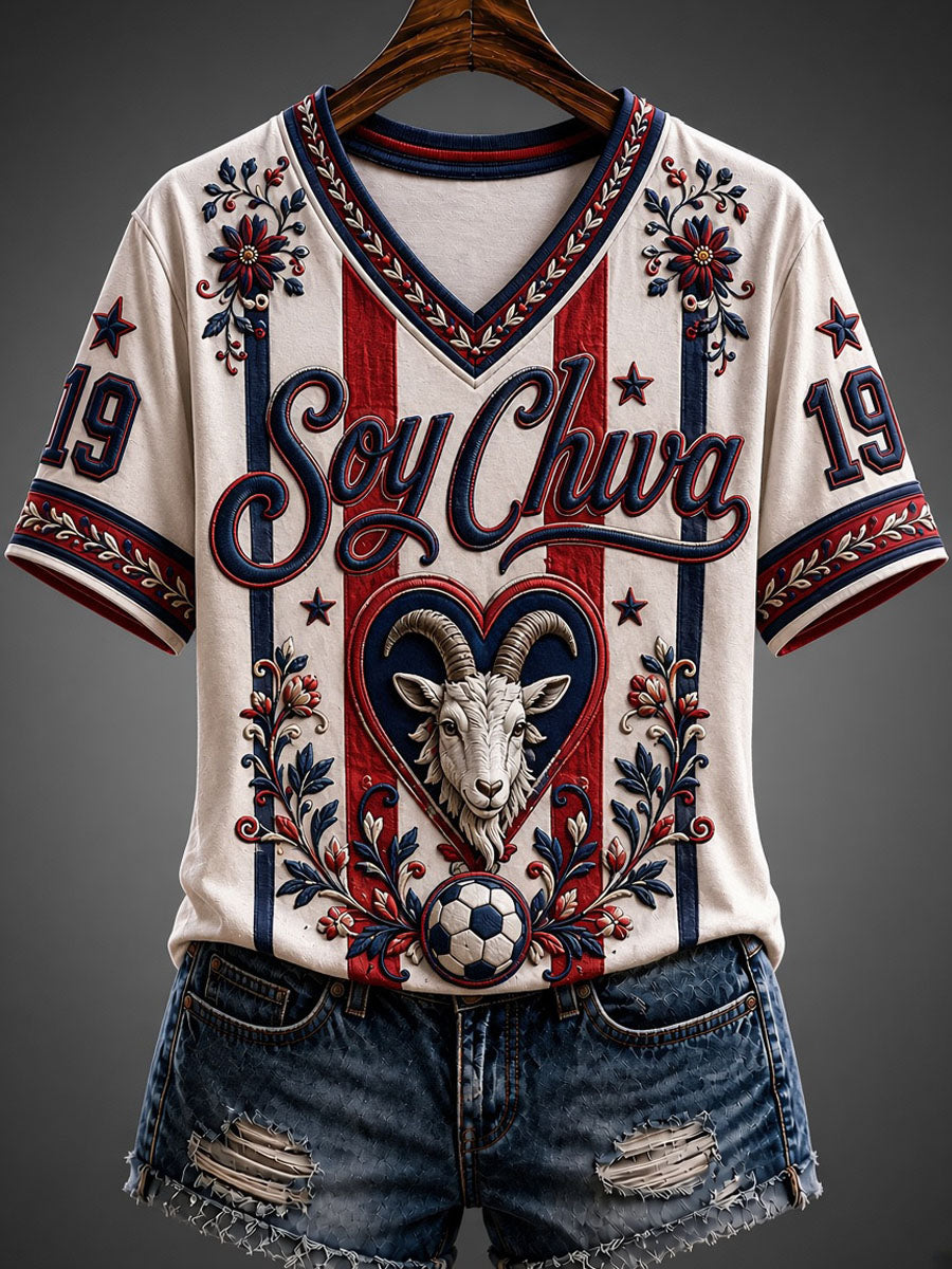 Camiseta casual estampada de fútbol femenino Chivas de Guadalajara