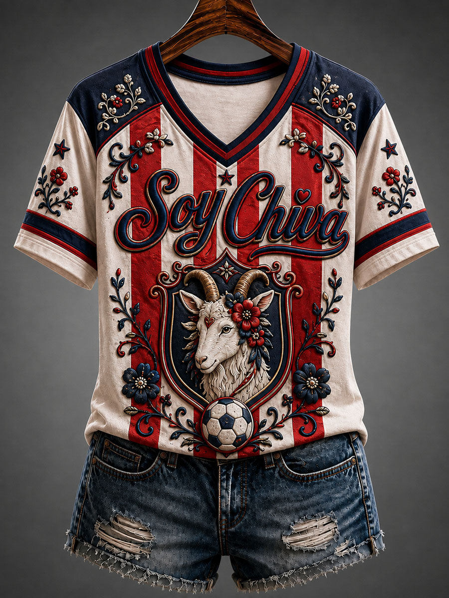 Camiseta casual estampada de fútbol femenino Chivas de Guadalajara