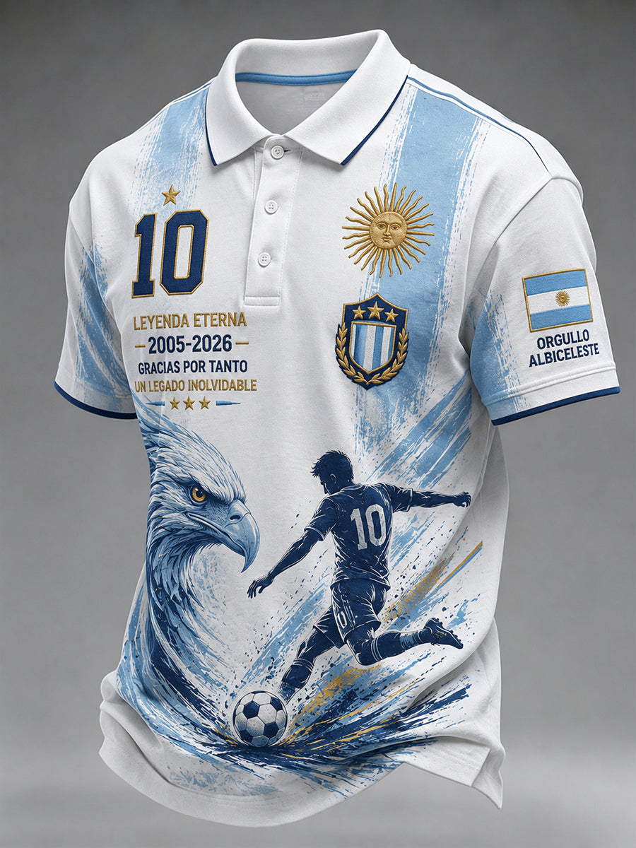 Polo de manga corta con diseño conmemorativo de la estrella legendaria para hombre