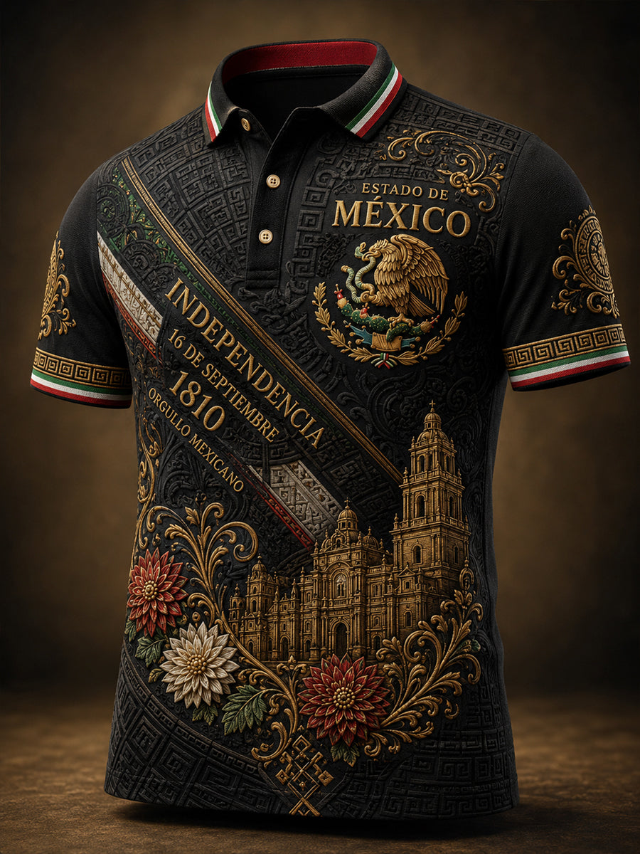 Camisa de hombre para el Día de la Independencia de México, camisa de manga corta