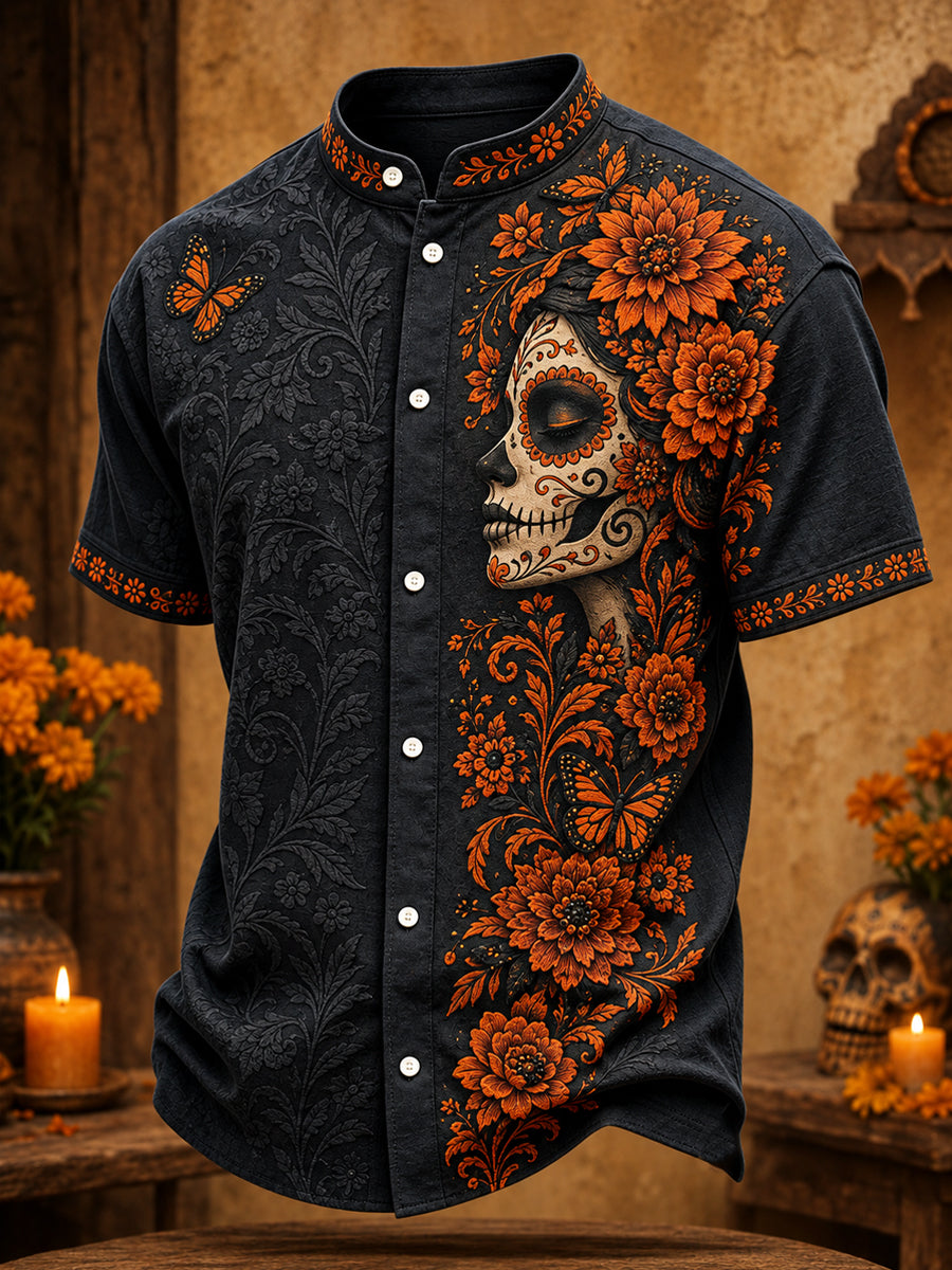Día de los hombres del arte floral muerto impreso Camisa