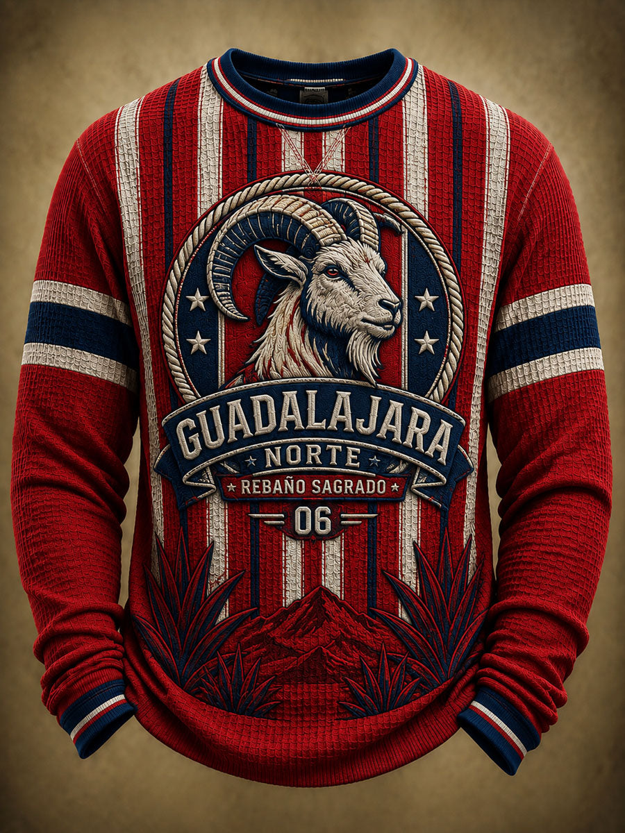 Camiseta larga casual estampada de fútbol masculino Chivas de Guadalajara