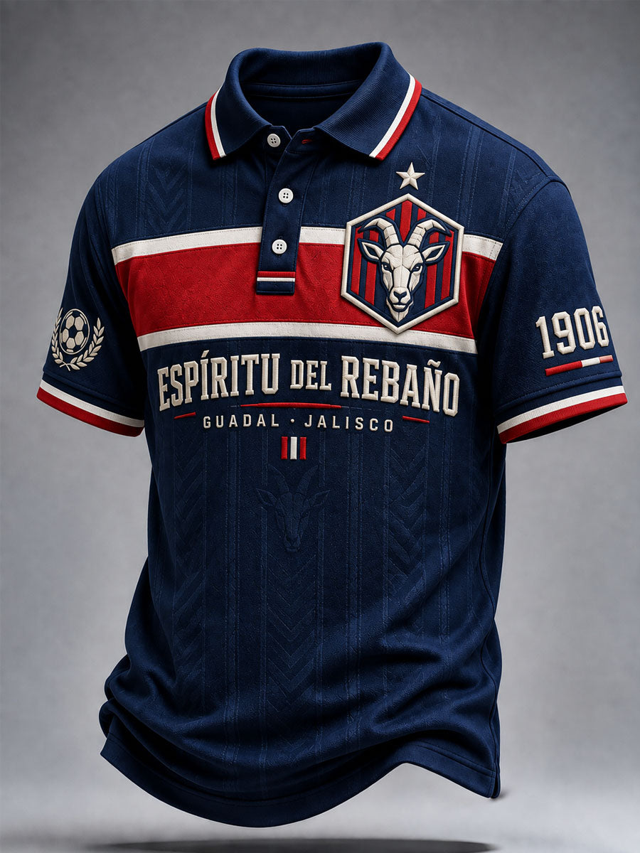 Polo casual estampado de fútbol masculino Chivas de Guadalajara