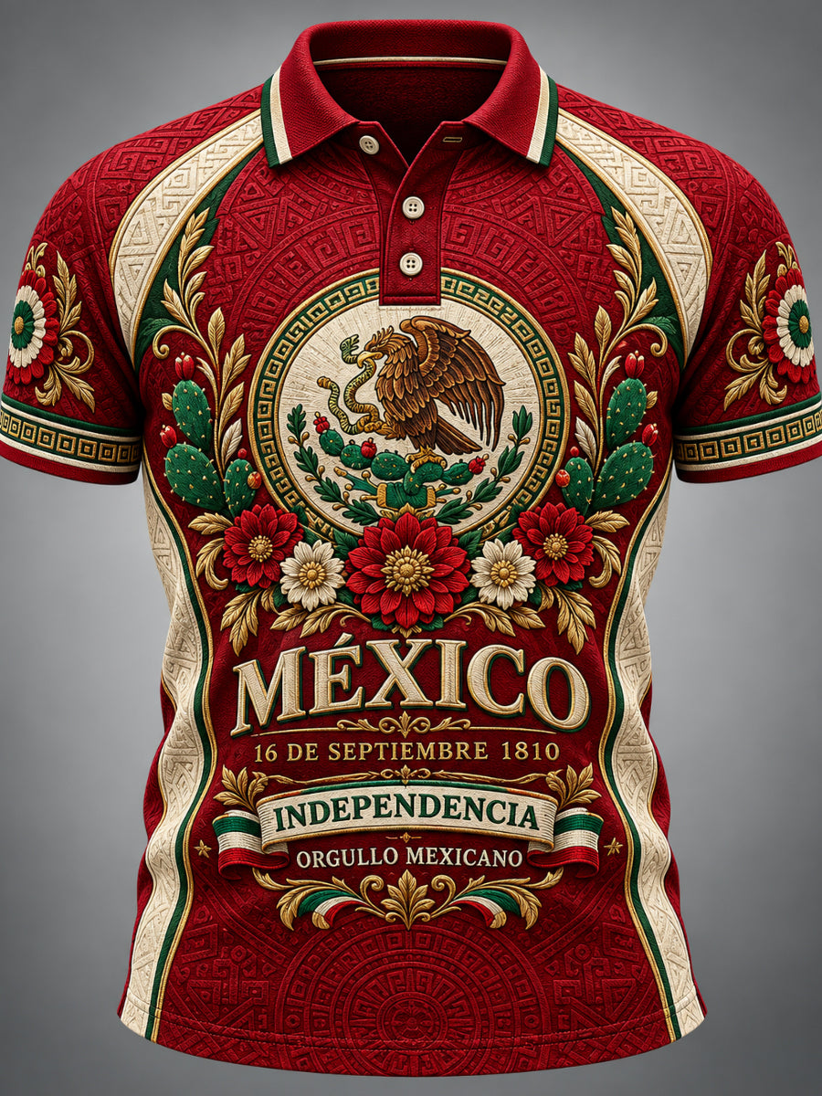 Polo estampado para el Día de la Independencia de México, para hombre