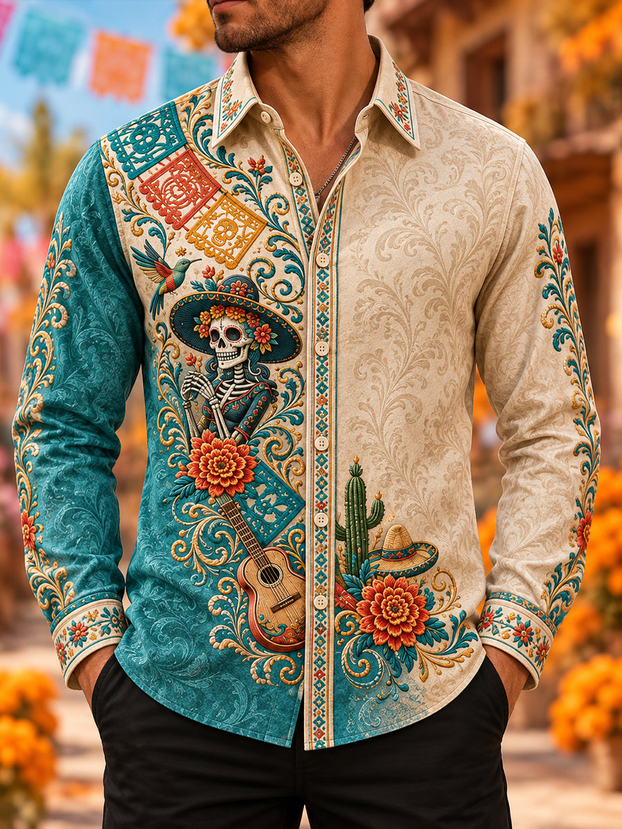 Día de México de los hombres del arte muerto waffle camisa