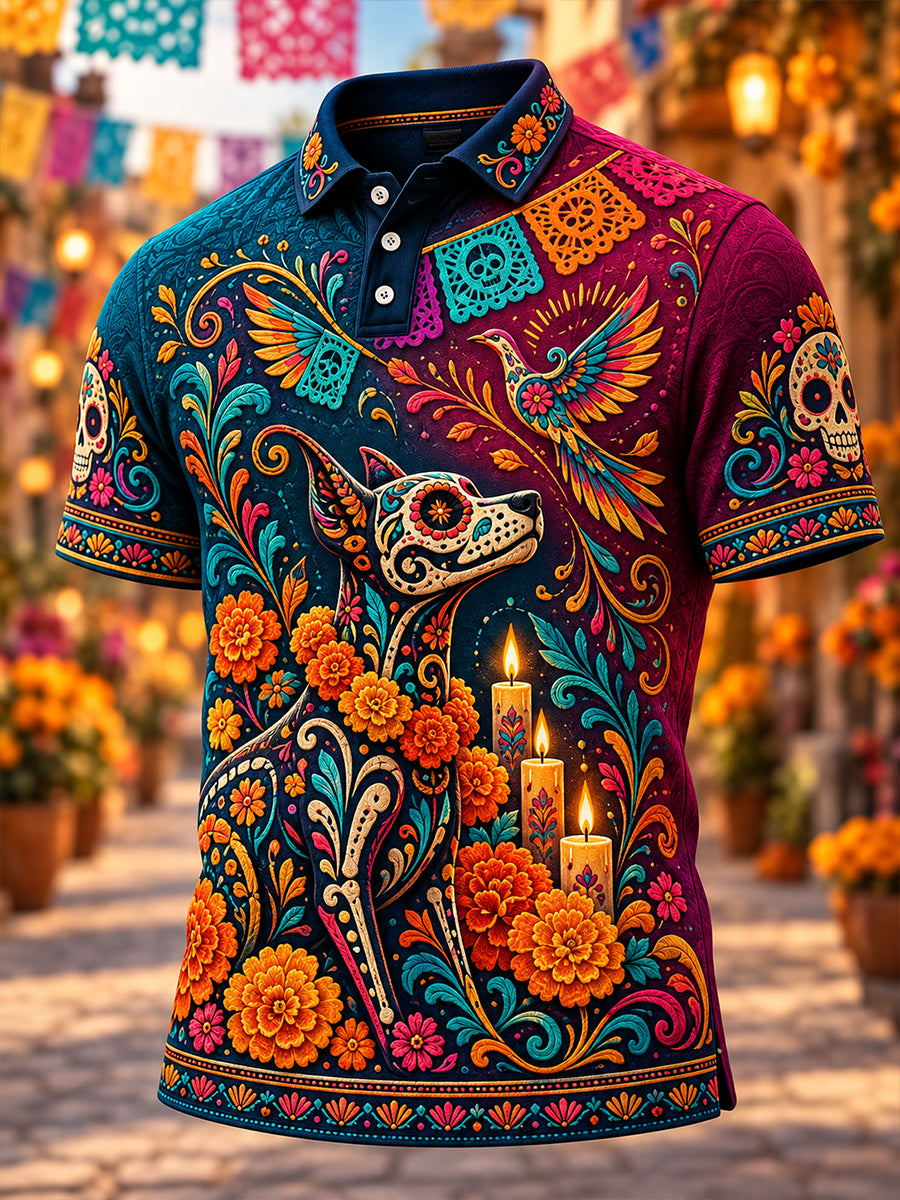 Camisa Hombre Mexico's Day Of The Dead Short Sleeve