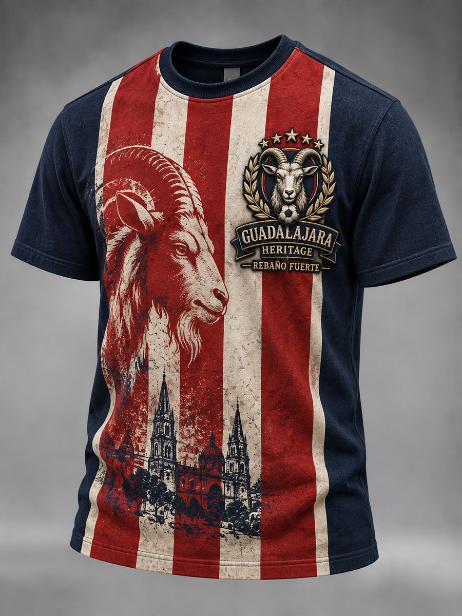 Camiseta casual con estampado de fútbol de Guadalajara para hombre