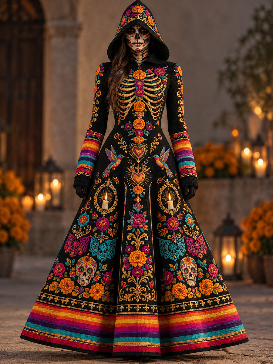Vestido de mujer con estampado del Día de los Muertos de México
