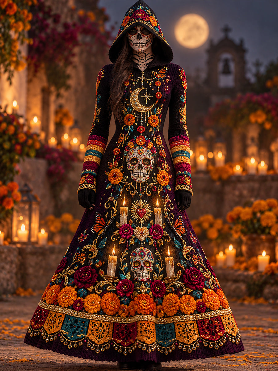 Vestido estampado de Día de Muertos mexicano para mujer