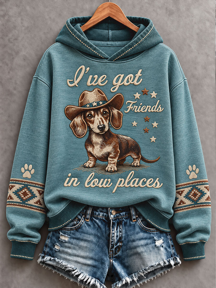 Estilo retro occidental de las mujeres perros amante arte impreso con capucha