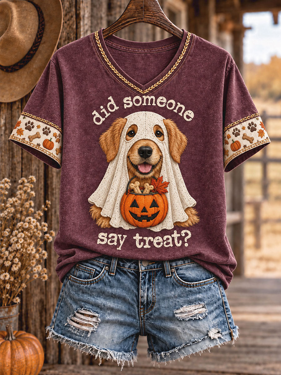 Camiseta estampada con diseño de animales de Halloween estilo vaquero para mujer
