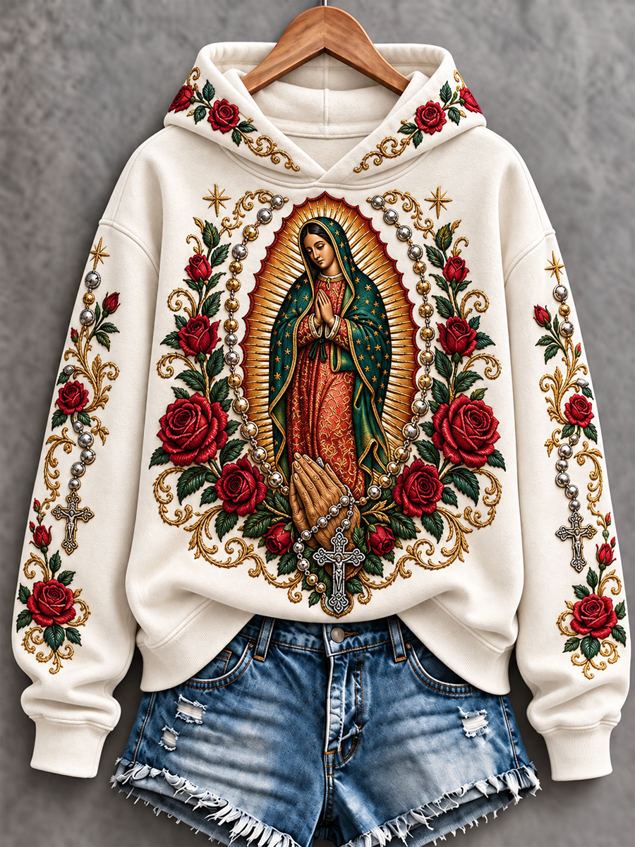 Fiesta de las mujeres de Nuestra Señora de Guadalupe arte Impreso Sudadera Regular