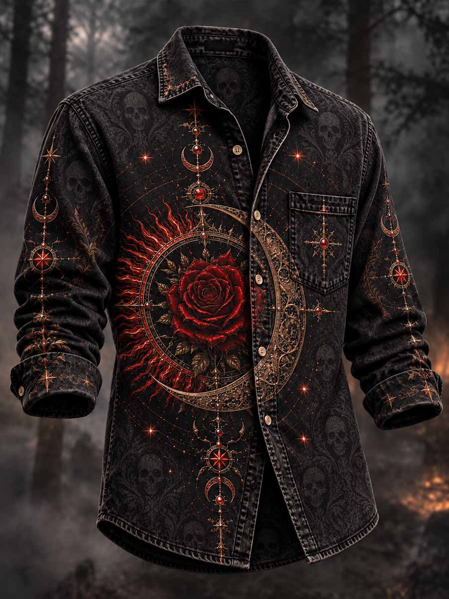 Camisa Gothic Moon Print para hombre