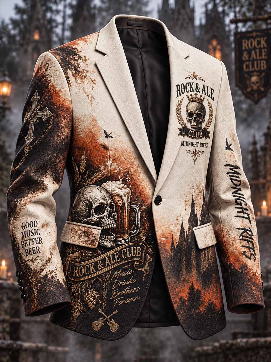 Blazer estampado 'ROCK & ALE CLUB' para hombre