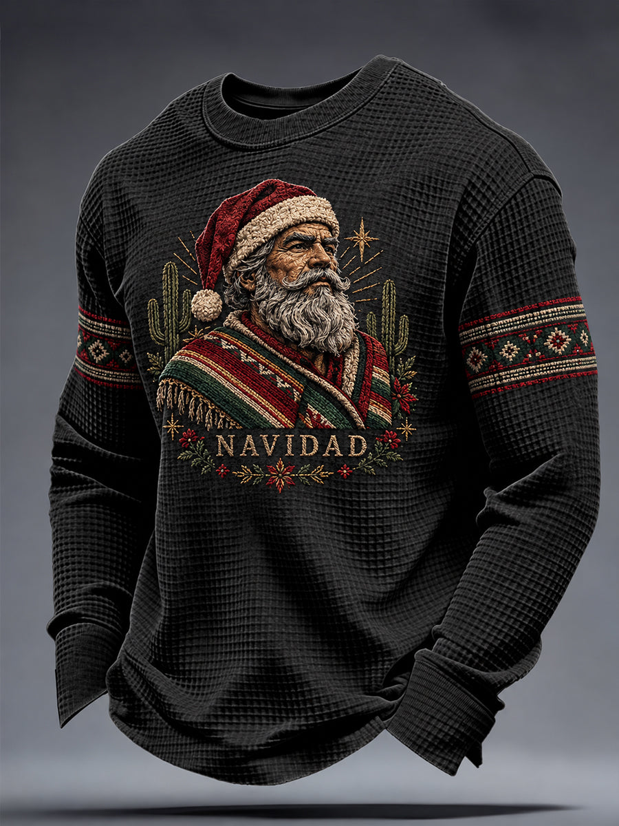 Hombres México Feliz Navidad Arte Impreso Waffle Sudadera
