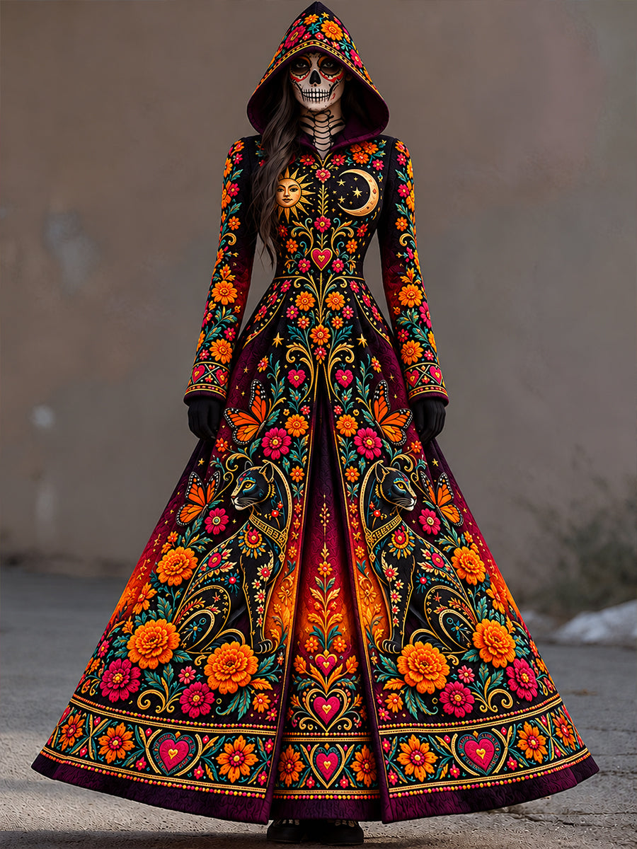Vestido estampado de Día de Muertos mexicano para mujer