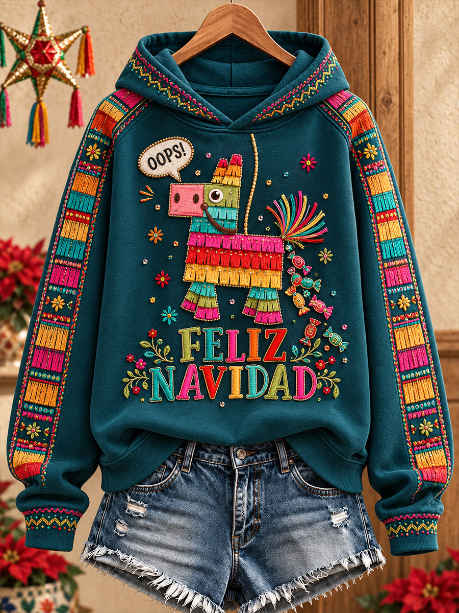 Sudadera con capucha México Navidad Feliz Navidad para mujer