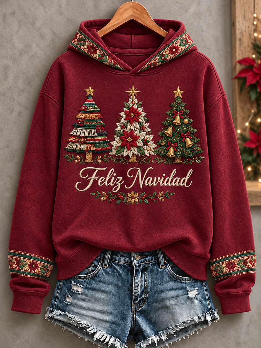 Sudadera con capucha estampada Feliz Navidad de México para mujer