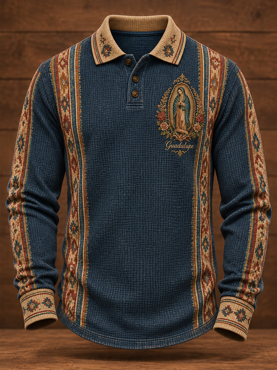 México de los hombres Nuestra Señora de Guadalupe Día Arte Floral Impreso Casual Tops