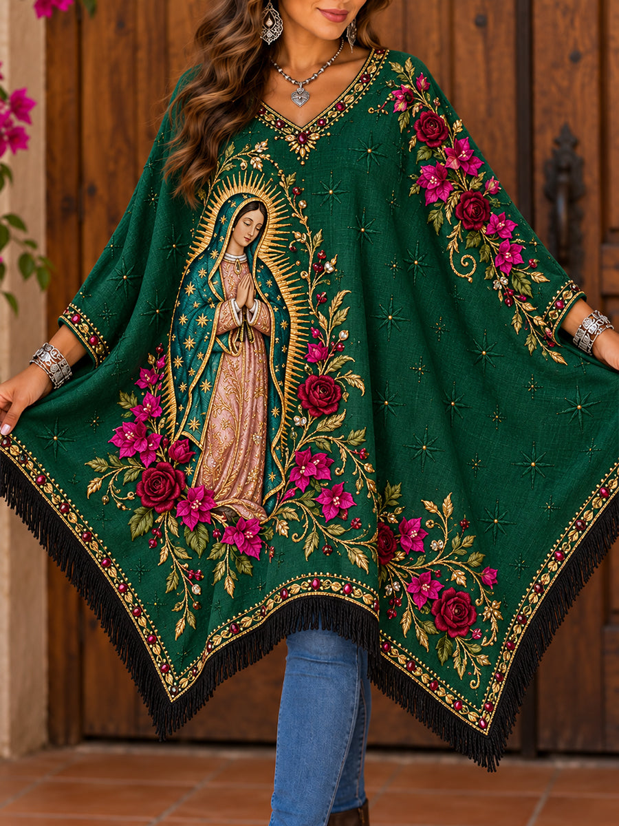 Camisetas estampadas con diseño floral del Día de Nuestra Señora de Guadalupe para mujer