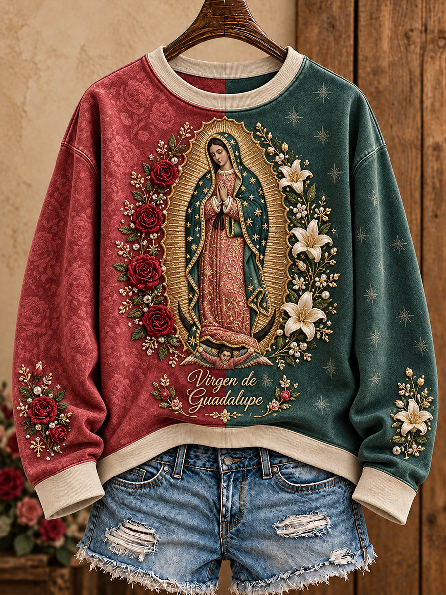 México de las mujeres Nuestra Señora de Guadalupe Día Floral Art Impreso Sudadera