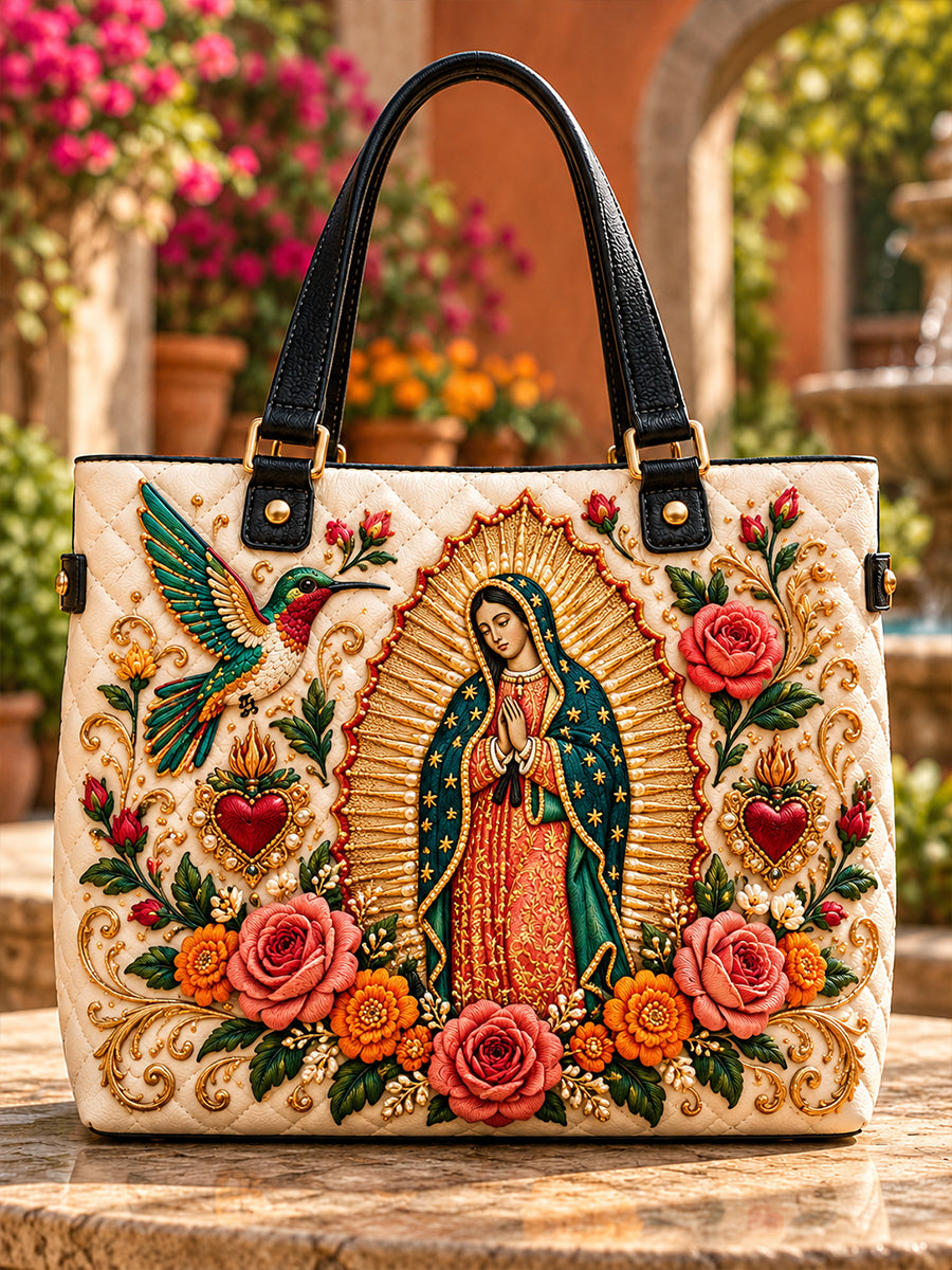 Bolsa de tela con la fiesta de Nuestra Señora de Guadalupe, México