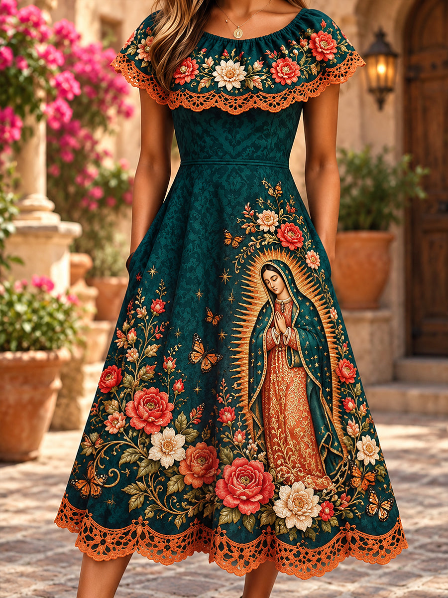 Vestido mexicano de la Fiesta de Nuestra Señora de Guadalupe para mujer