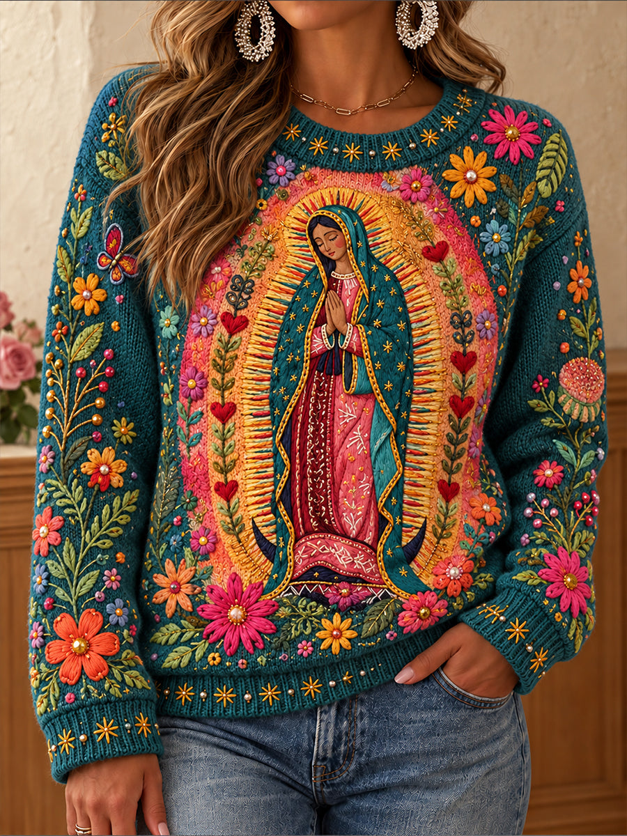 Camisetas casuales con estampado artístico del Día de Nuestra Señora de Guadalupe para mujer