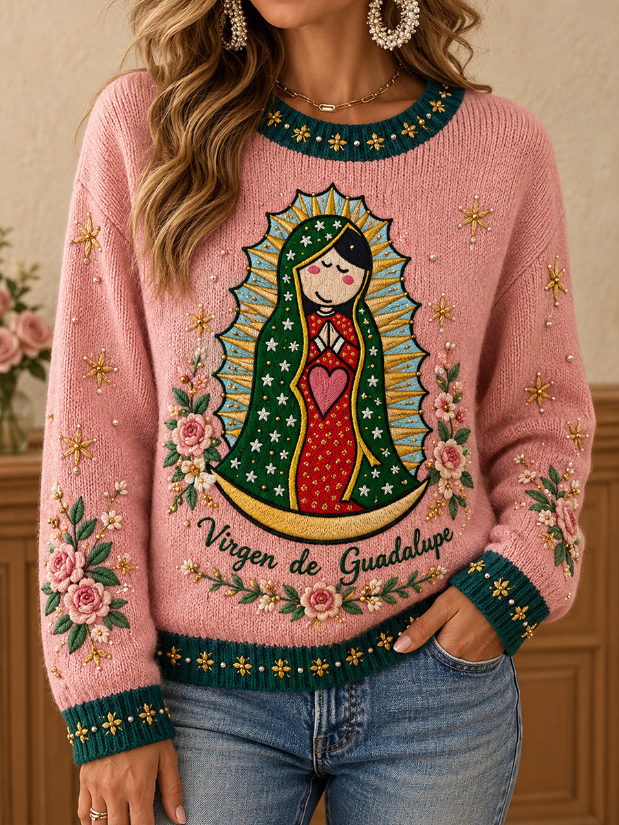 Camisetas casuales con estampado artístico del Día de Nuestra Señora de Guadalupe para mujer