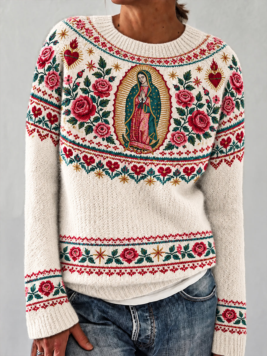 Fiesta de Nuestra Señora de Guadalupe México Rew cuello suéter de las mujeres