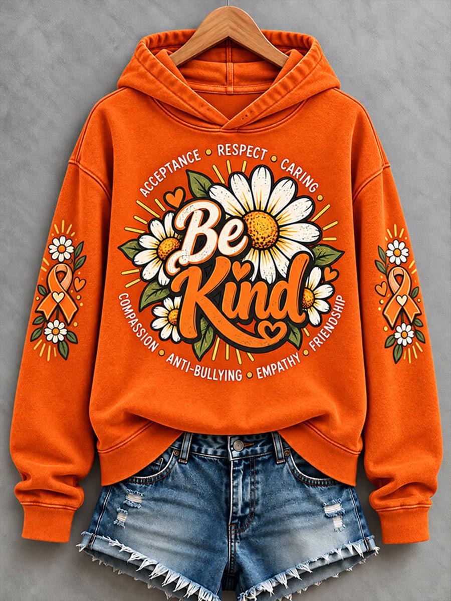 Sudadera con capucha estampada contra el acoso para mujer