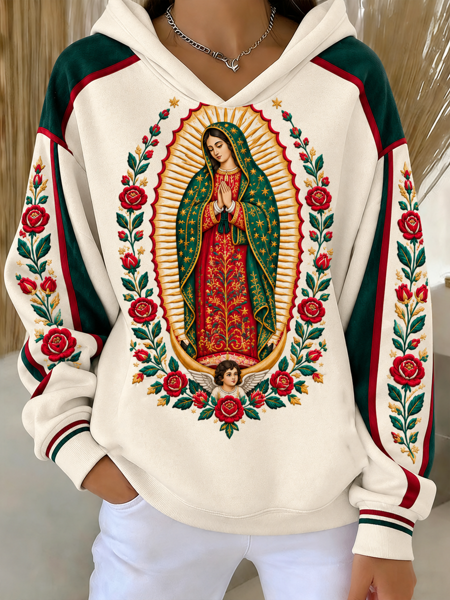Fiesta de las mujeres de Nuestra Señora de Guadalupe arte Impreso Sudadera Regular