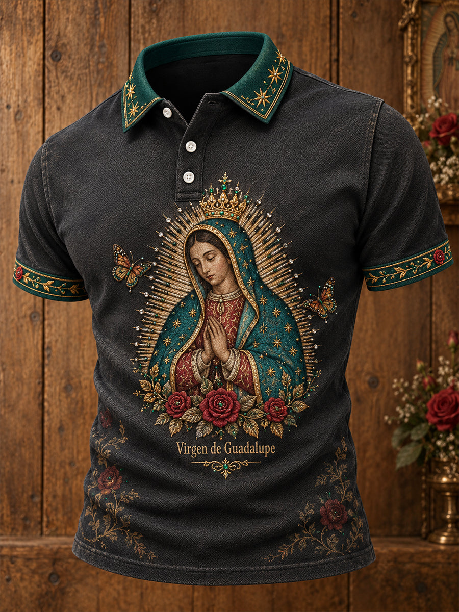 Camisetas casuales estampadas con el arte de la Virgen de Guadalupe para hombre