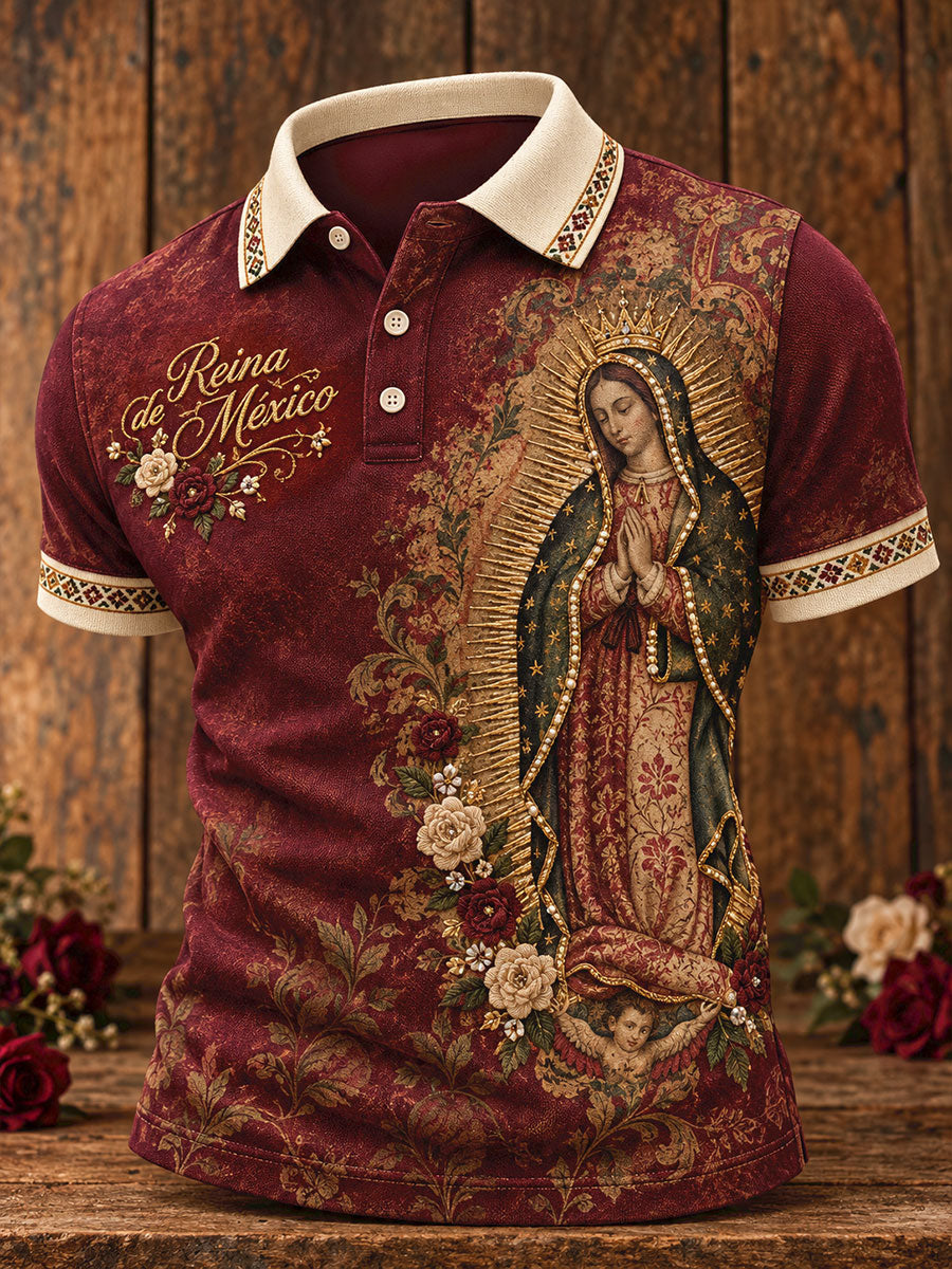 Camisetas casuales estampadas con el arte de la Virgen de Guadalupe para hombre