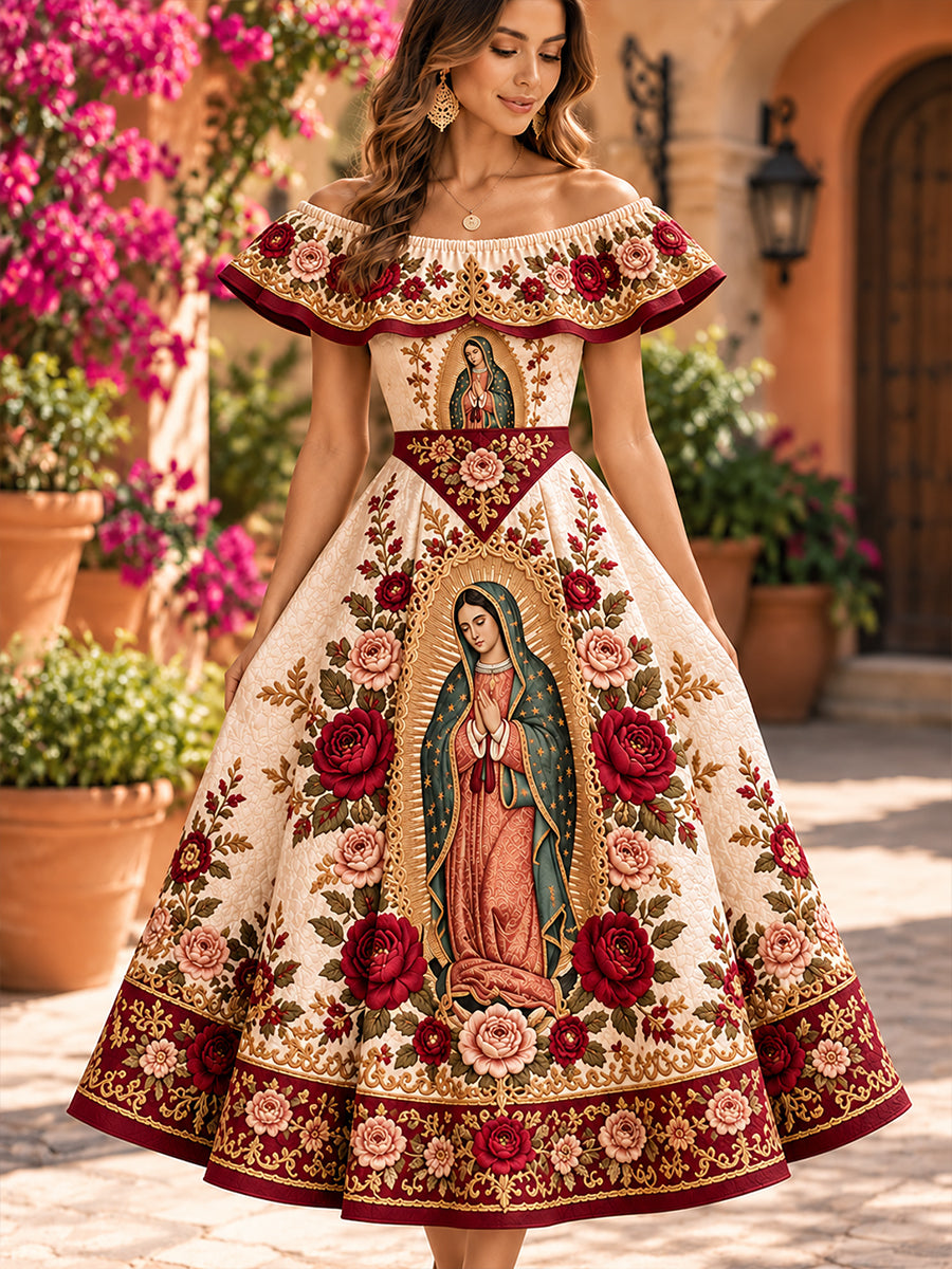 Vestido mexicano de la Fiesta de Nuestra Señora de Guadalupe para mujer