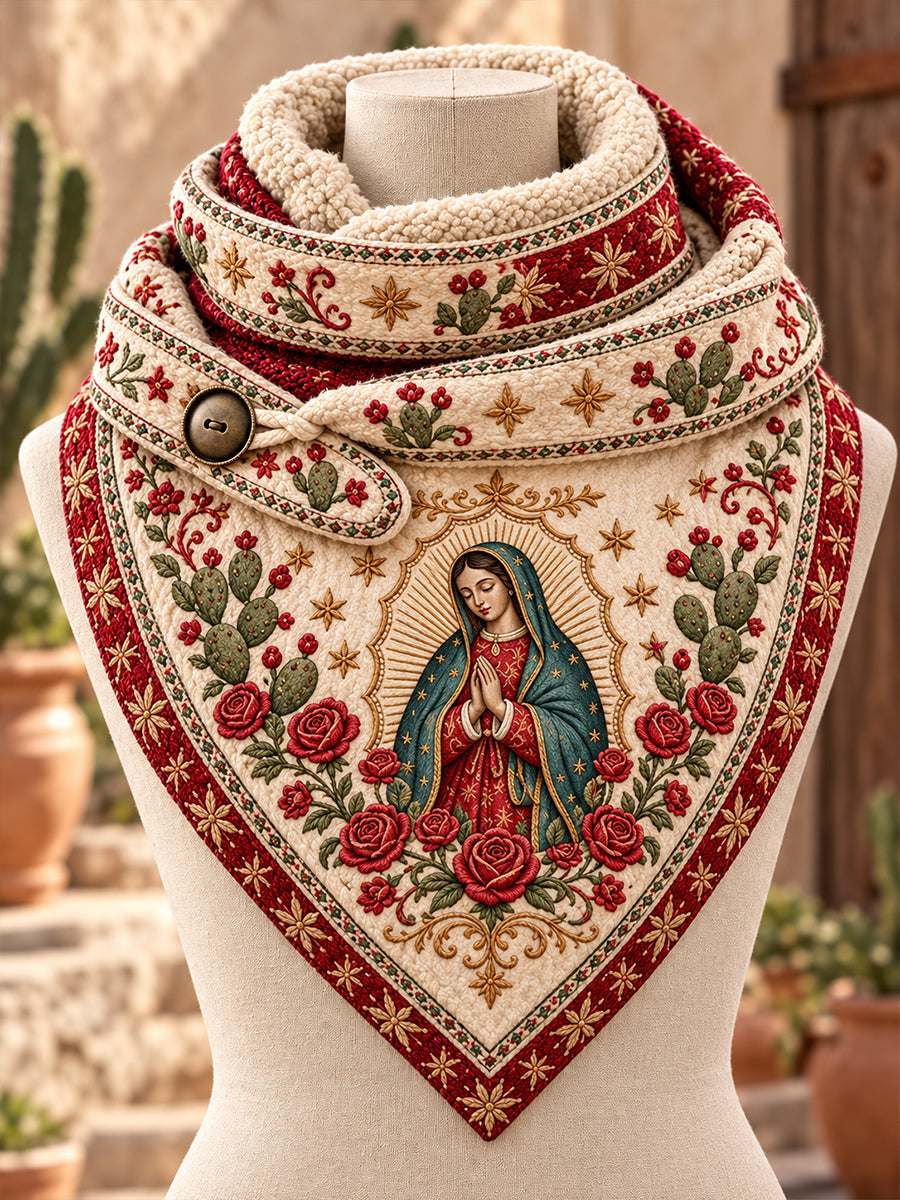 Pañuelo triangular de México con la festividad de Nuestra Señora de Guadalupe