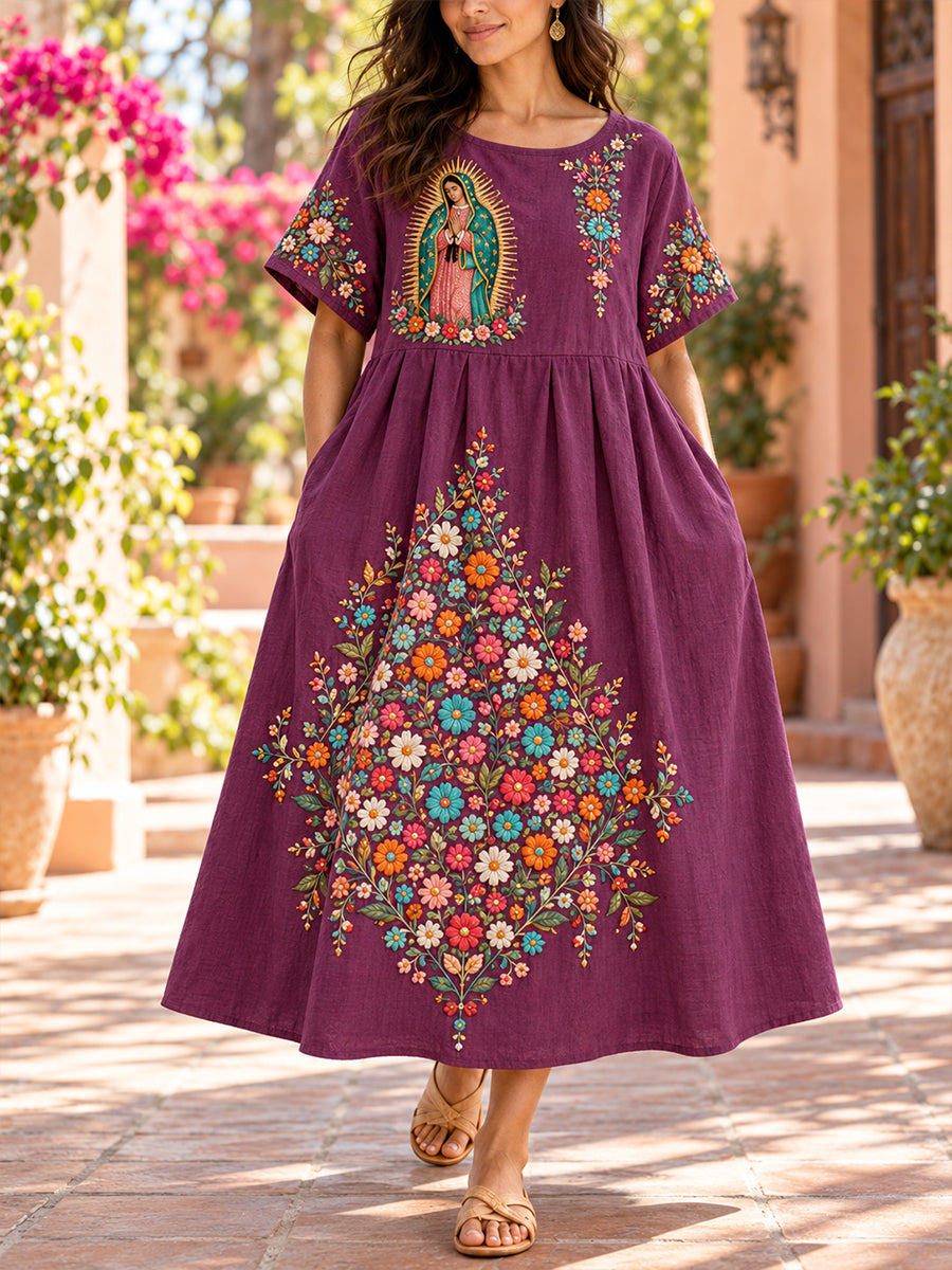 Vestidos de manga corta para la Fiesta de Nuestra Señora de Guadalupe en México, diseño para mujer