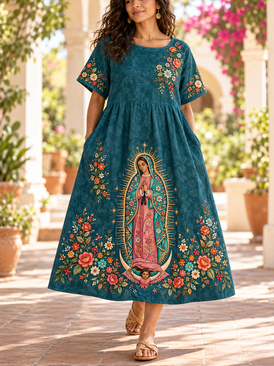 Vestidos de manga corta para la Fiesta de Nuestra Señora de Guadalupe en México, diseño para mujer