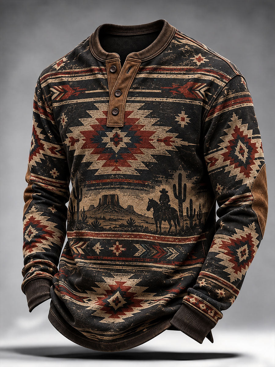 Camiseta de manga larga Western Vintage para hombre
